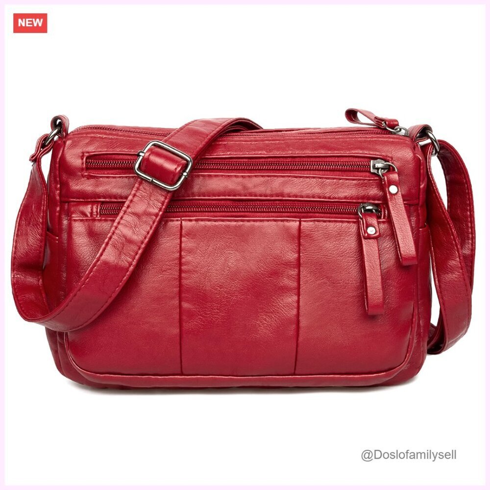 Soft PU Leather Crossbody Bag with Multiple Pockets Lightweight Shoulder Purse